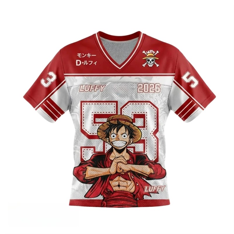 3D Printing Luffy - ワンピース 麦わら帽子 ルフィ 2026 ナンバーメッシュジャージー 3D全面プリント