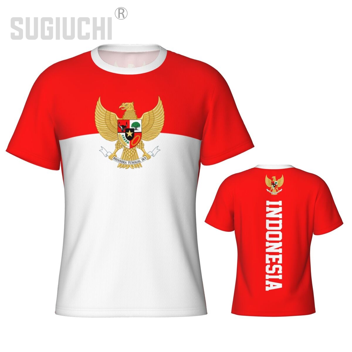 3D Printing Indonesia - タイトなスポーツTシャツ インドネシア国旗 インドネシア 3D メンズ レディース