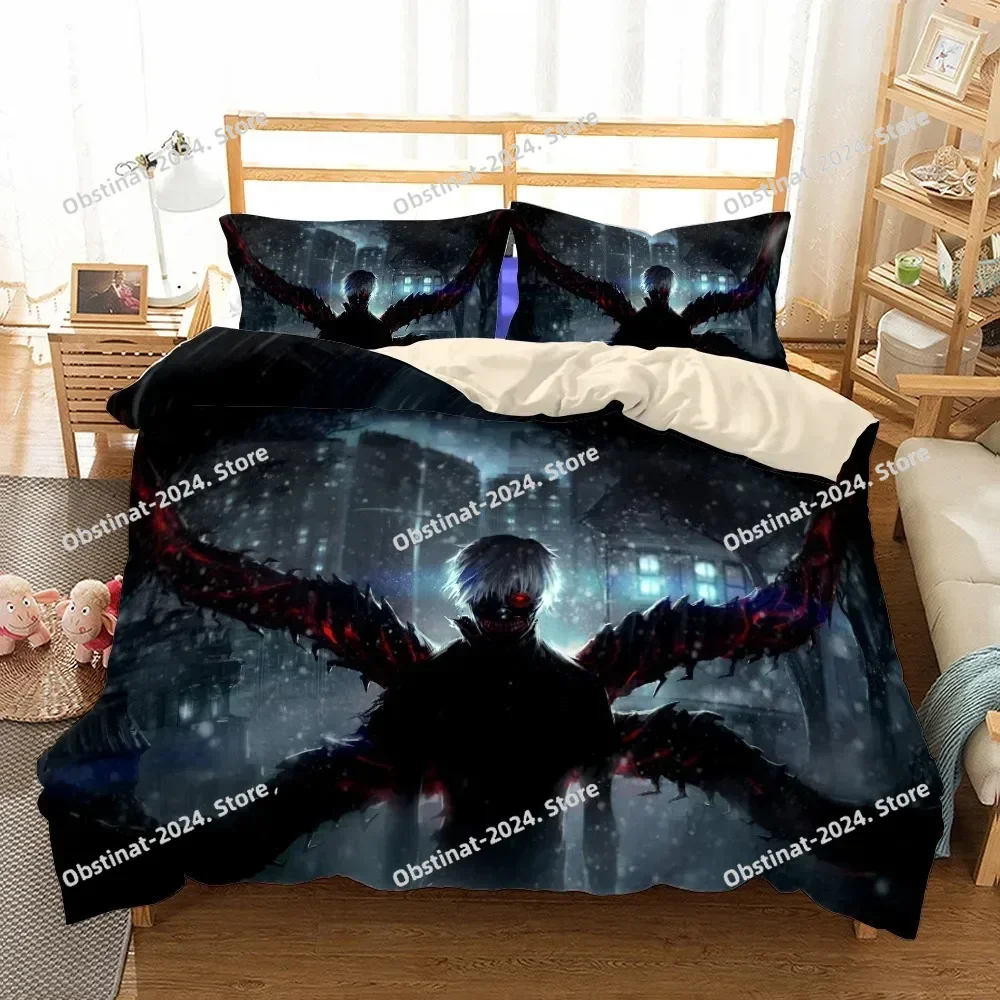 3D Printing Quilting - トップ3Dアニメ「進撃の巨人」寝具セット カワイイロリボーイ掛け布団カバー 3Dプリント 日本漫画ベッドキルトカバー 枕カバー 寝室用