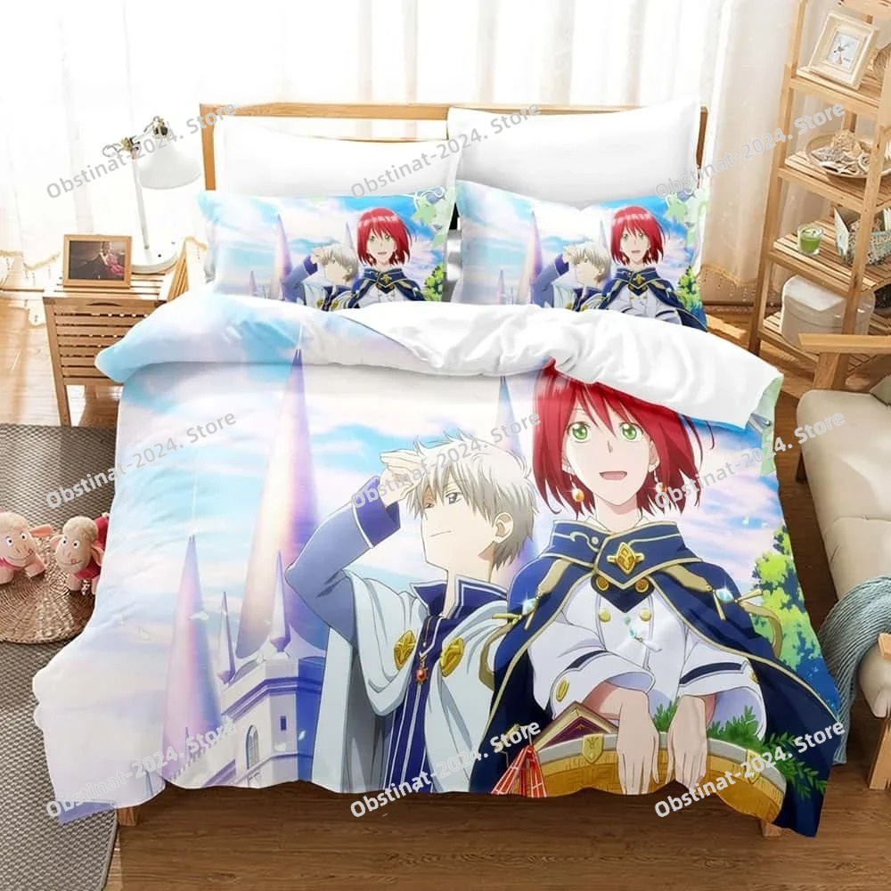 3D Printing Quilting - 赤髪の白雪姫3Dプリント寝具セット、布団カバー、シーツ、枕カバー、ソフトキルトカバー、フル/クイーン/キングサイズ