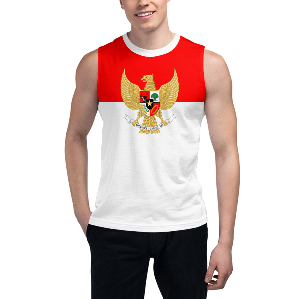 3D Printing Indonesia - ノースリーブ Tシャツ インドネシア国旗 3D メンズ ボーイズ