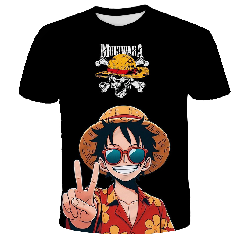 3D Printing Luffy - ワンピース モンキー・D・ルフィ 火拳 3DプリントTシャツ 夏用カジュアル半袖アニメTシャツ メンズ・レディース・子供用シャツ