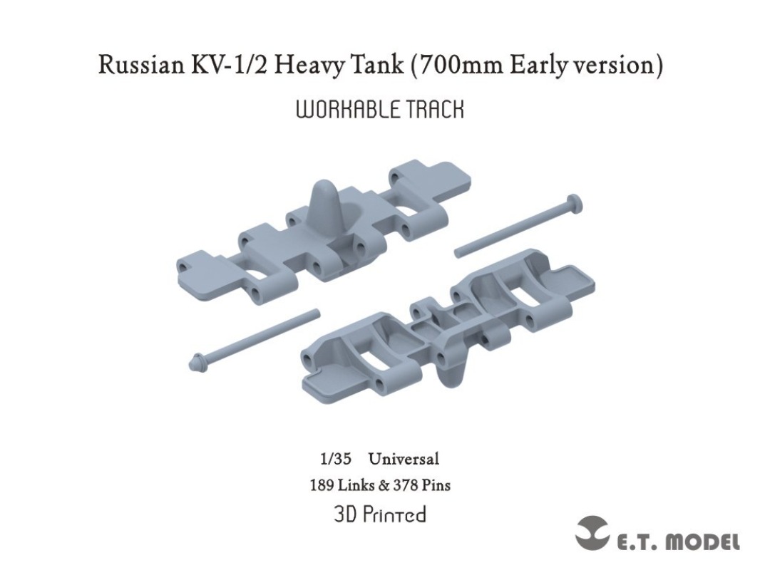 3D Printing Link - 1/35 KV-1/KV-2戦車用3Dプリント製作可能履帯（初期型700mm）-189リンク＆378ピン