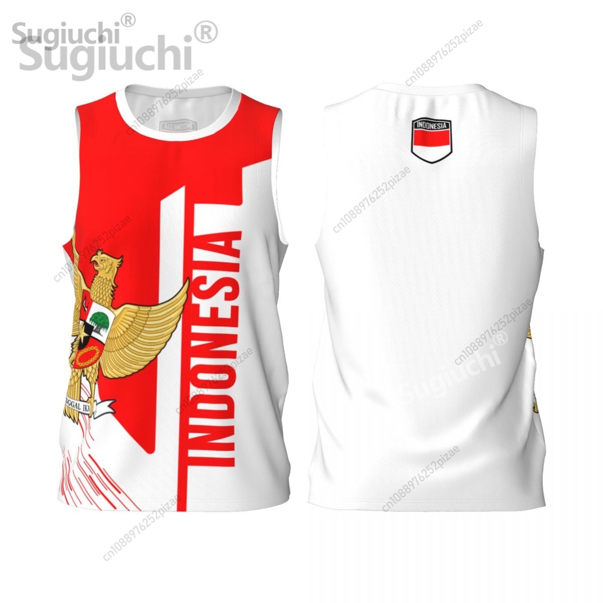 カスタム名番号インドネシア 3D 旗スポーツ Tシャツ男性服 - 3D Printing Indonesia のレビューと価格