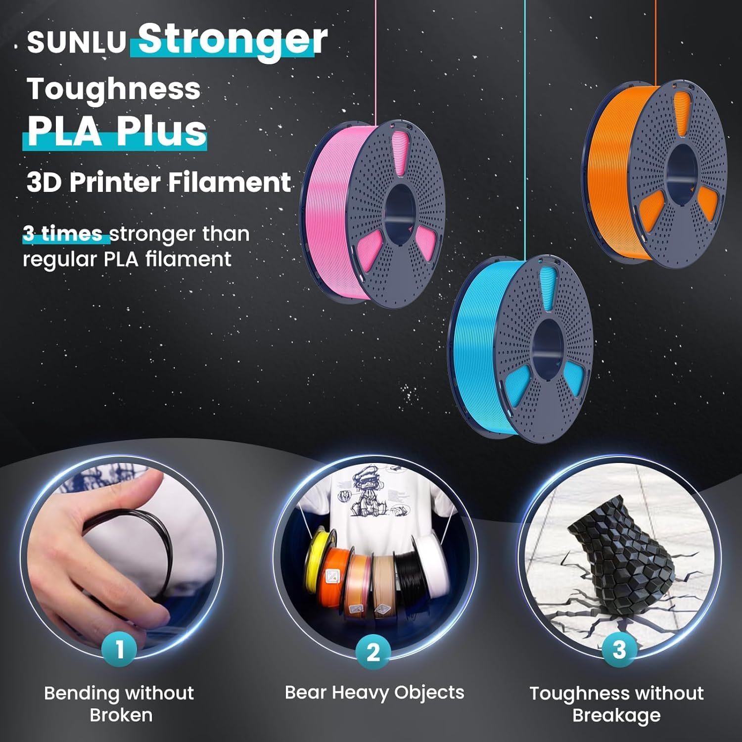SUNLU Pla Plus 3D フィラメント 1.75  - 3D Printing Nylon Filament のレビューと価格