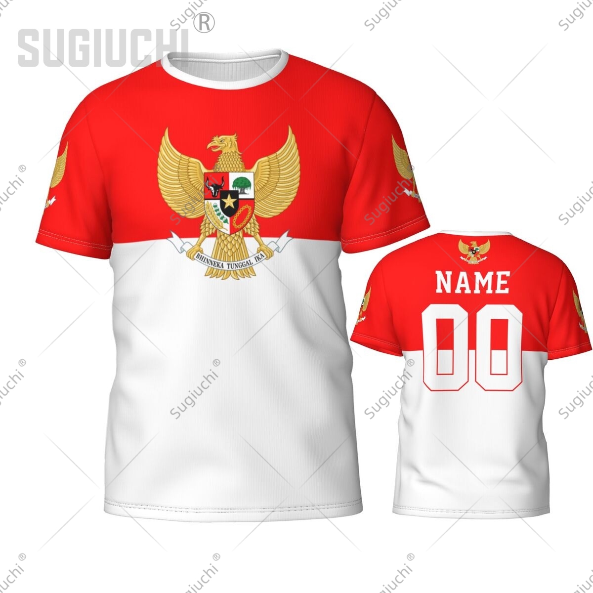 カスタム名番号インドネシア旗エンブレム 3D Tシャツ男性女 - 3D Printing Indonesia のレビューと価格