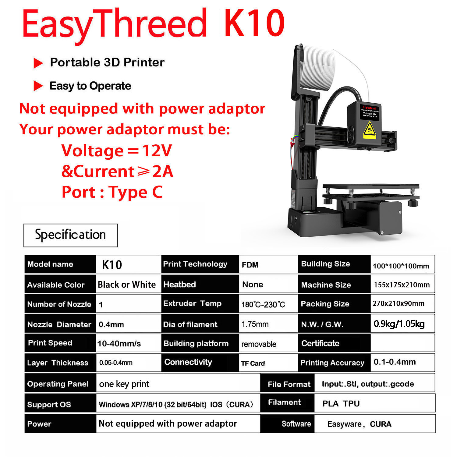 K10 エントリーレベル 3D プリンター ミニデスクトップ - 3D Printing Design Software のレビューと価格