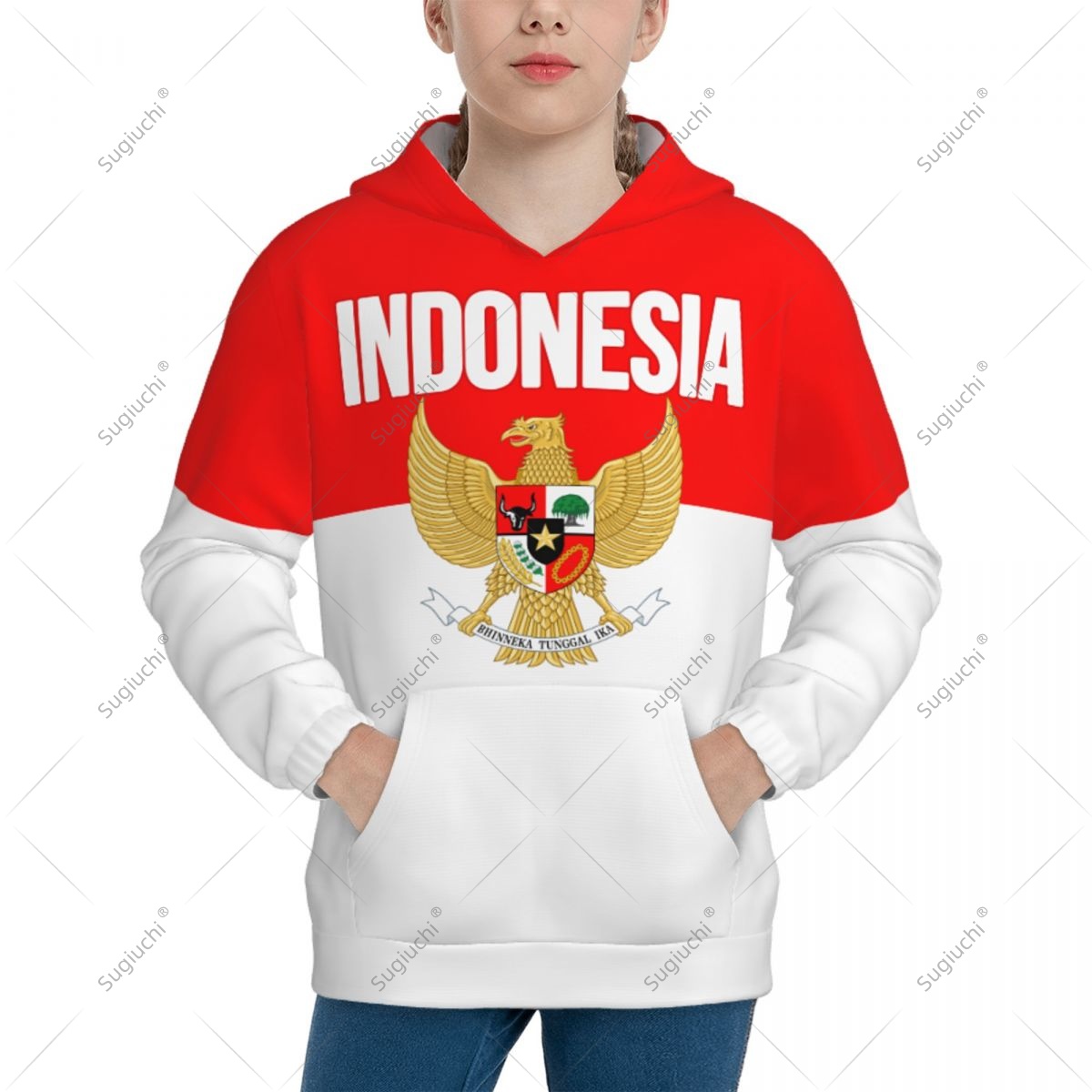 ユニセックス 3D ユース パーカー インドネシア国旗 キッ - 3D Printing Indonesia のレビューと価格