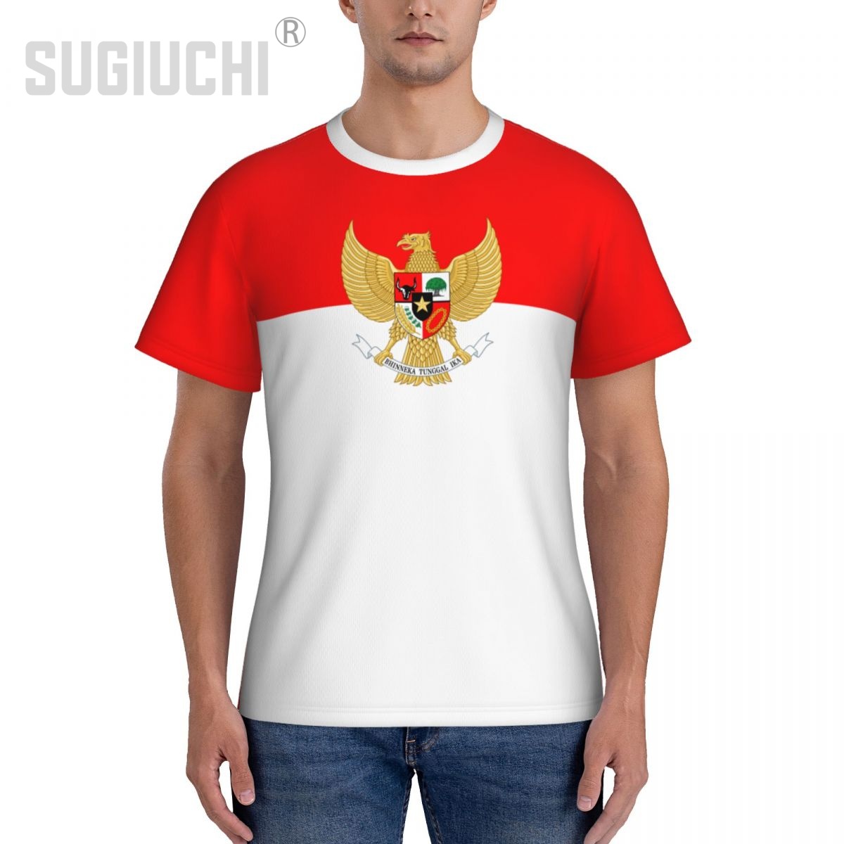 タイトなスポーツTシャツ インドネシア国旗 インドネシア 3 - 3D Printing Indonesia のレビューと価格