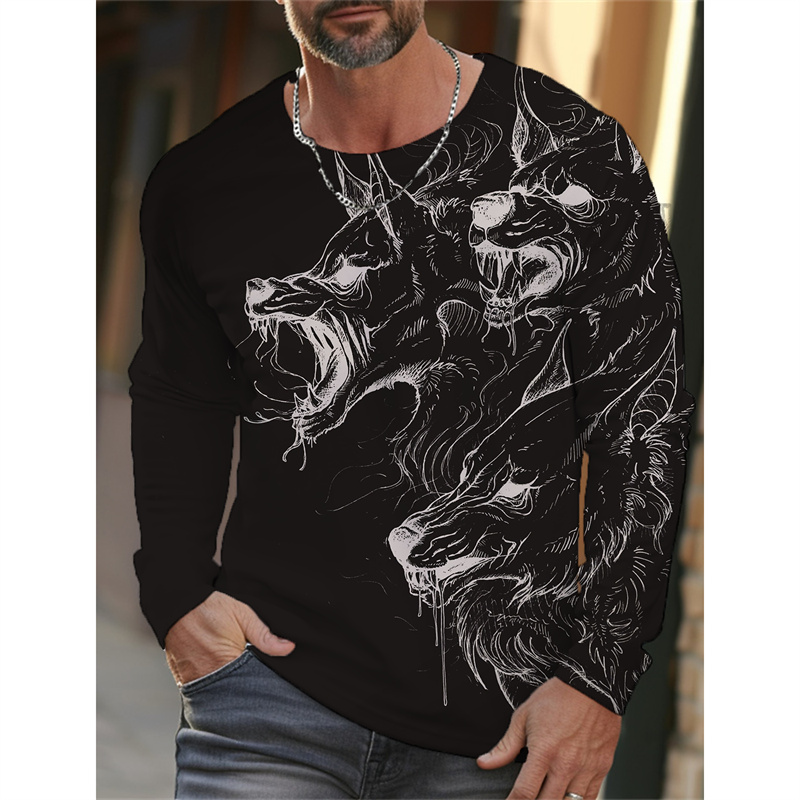 男性用長袖Tシャツ,ラウンドネック,ゆったりとしたストリート - 3D Printing Eagle のレビューと価格