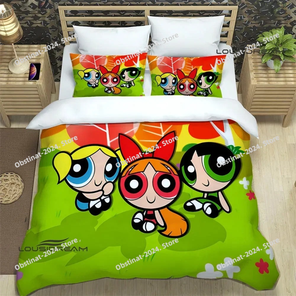 3D パワーパフガールズ漫画寝具セットプリントベッドセット布 - 3D Printing Quilting のレビューと価格