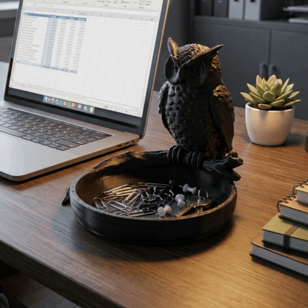 3Dプリントされたフクロウ型収納トレイ、漫画風アニマル型モダ - 3D Print Isopropyl Alcohol のレビューと価格